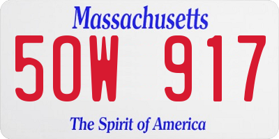 MA license plate 5OW917