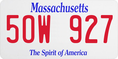 MA license plate 5OW927
