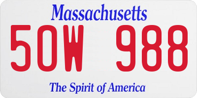 MA license plate 5OW988