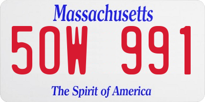 MA license plate 5OW991
