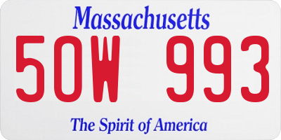 MA license plate 5OW993