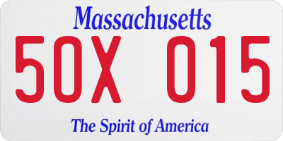 MA license plate 5OX015