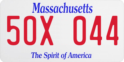 MA license plate 5OX044