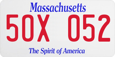 MA license plate 5OX052