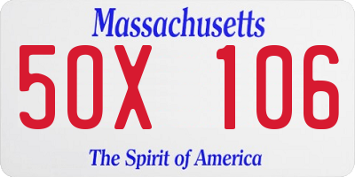 MA license plate 5OX106