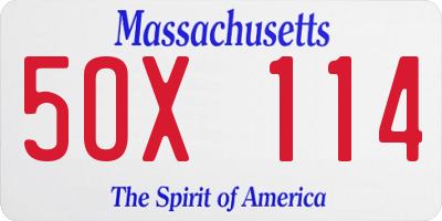 MA license plate 5OX114