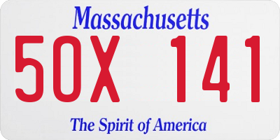 MA license plate 5OX141