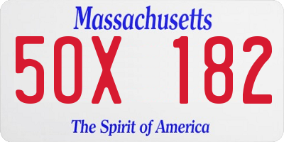 MA license plate 5OX182
