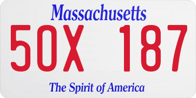MA license plate 5OX187