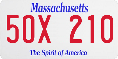 MA license plate 5OX210
