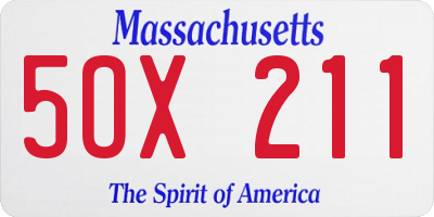 MA license plate 5OX211