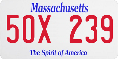 MA license plate 5OX239