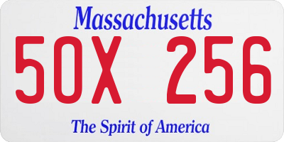 MA license plate 5OX256