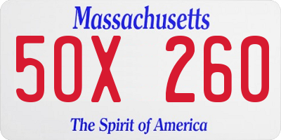 MA license plate 5OX260