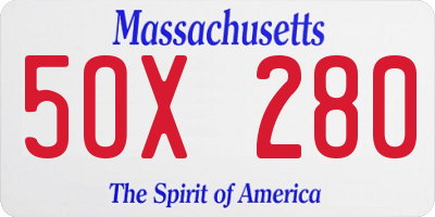 MA license plate 5OX280