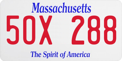 MA license plate 5OX288