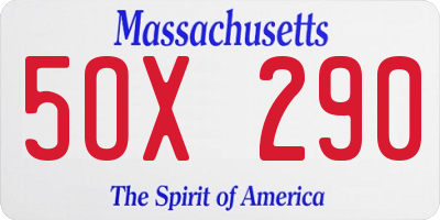 MA license plate 5OX290