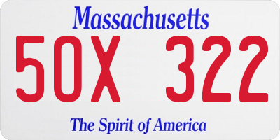 MA license plate 5OX322