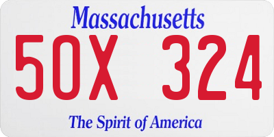 MA license plate 5OX324