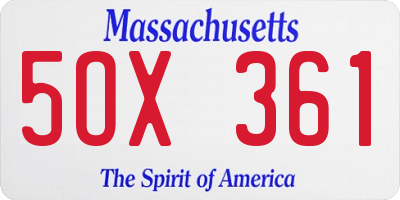 MA license plate 5OX361