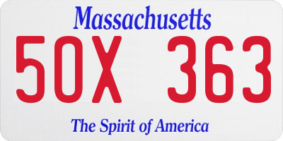 MA license plate 5OX363