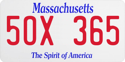 MA license plate 5OX365