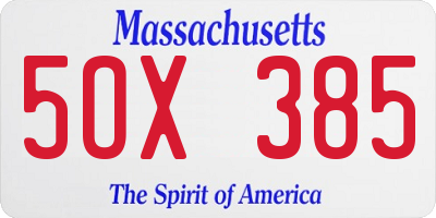 MA license plate 5OX385
