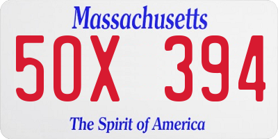MA license plate 5OX394