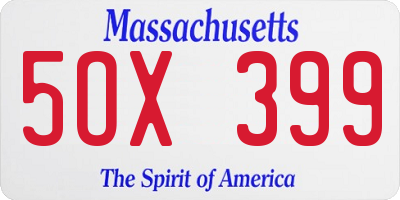 MA license plate 5OX399
