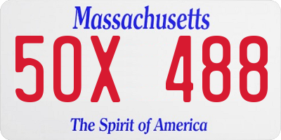 MA license plate 5OX488