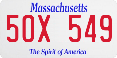 MA license plate 5OX549
