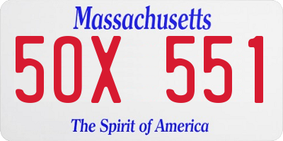 MA license plate 5OX551