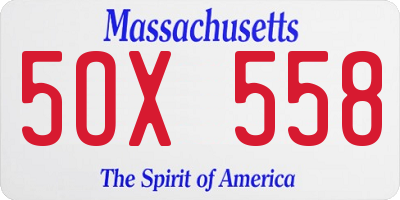 MA license plate 5OX558