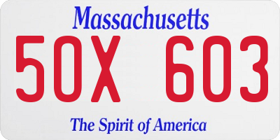 MA license plate 5OX603
