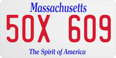 MA license plate 5OX609