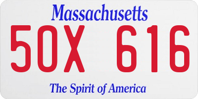 MA license plate 5OX616