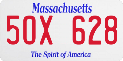 MA license plate 5OX628
