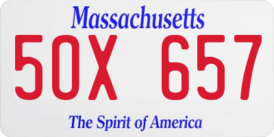 MA license plate 5OX657