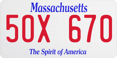 MA license plate 5OX670