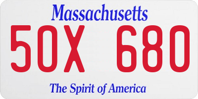 MA license plate 5OX680