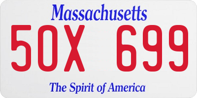 MA license plate 5OX699