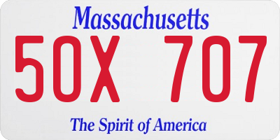 MA license plate 5OX707