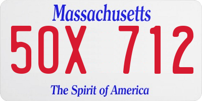 MA license plate 5OX712