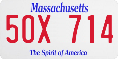 MA license plate 5OX714