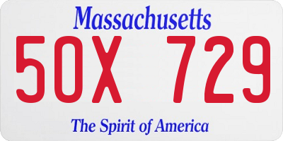 MA license plate 5OX729