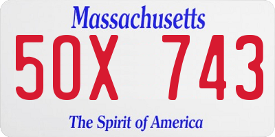 MA license plate 5OX743