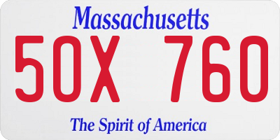 MA license plate 5OX760