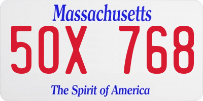 MA license plate 5OX768