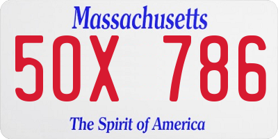 MA license plate 5OX786