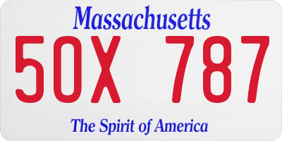 MA license plate 5OX787